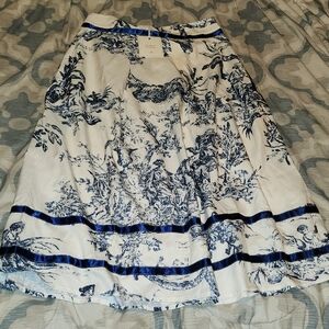 RIHOAS Blue and White Midi Skirt